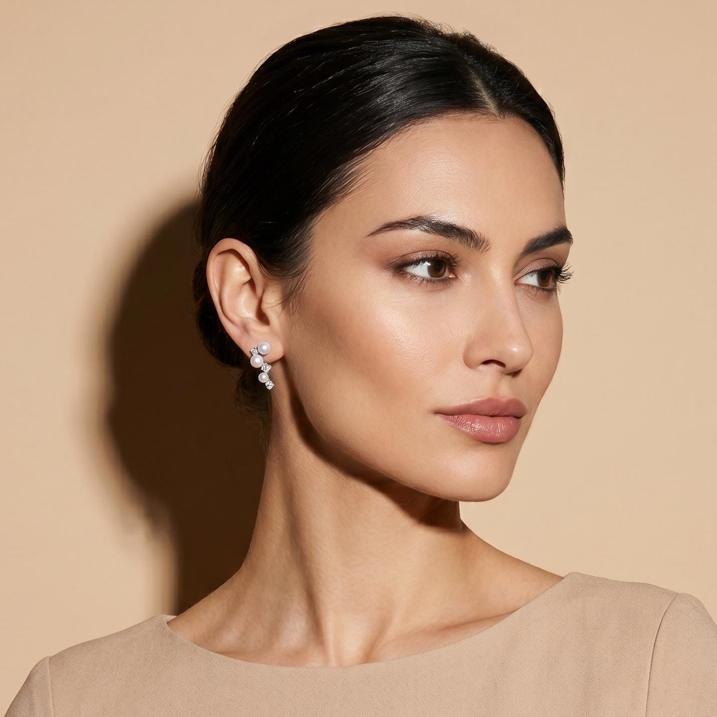 Pearl Cluster Earrings | Bridal Crystal Stud | Modern Minimalist Wedding Jewelry