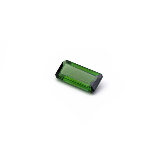 Natural Green Tourmaline Gemstone, Faceted Emerald Cut (8x17 mm)