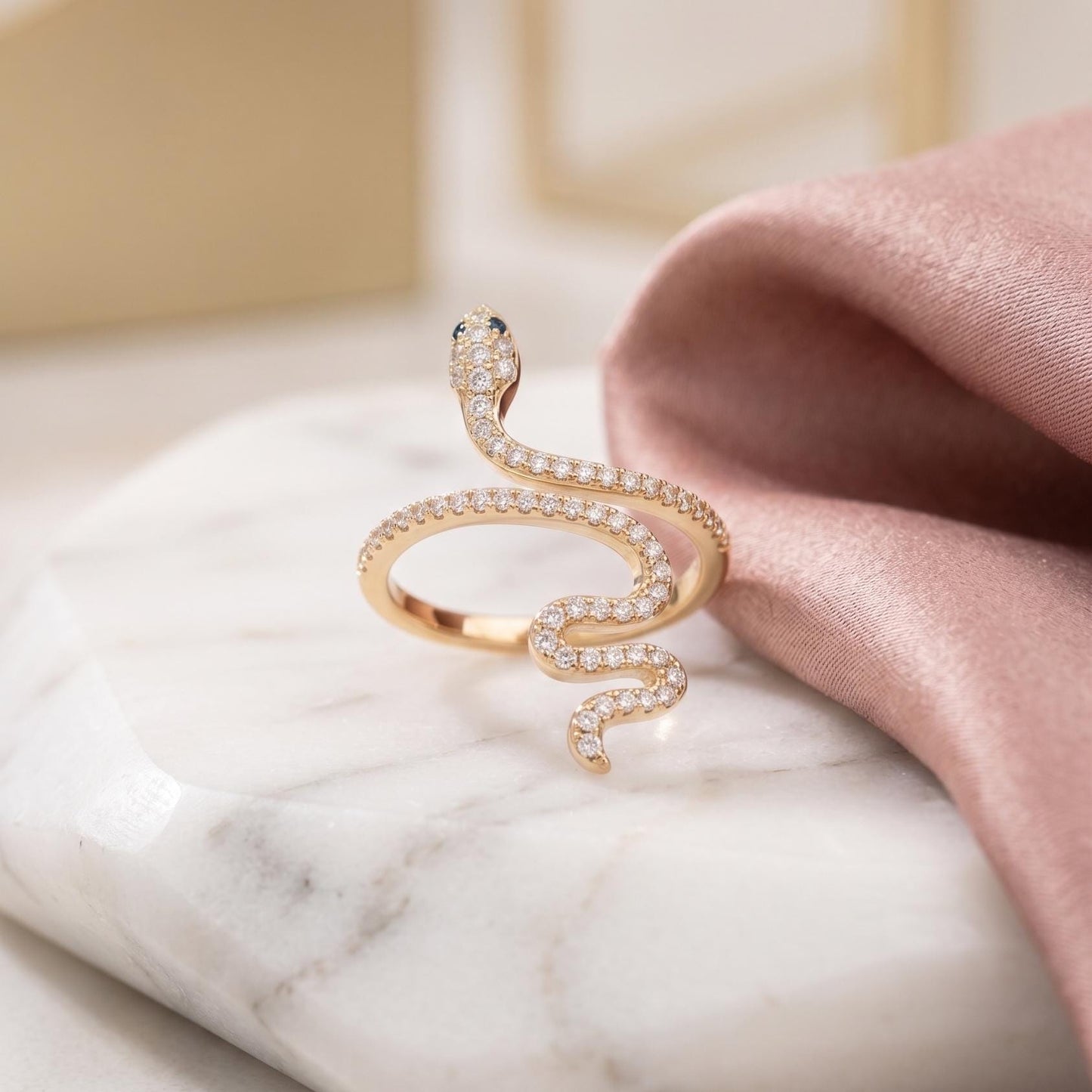 18k Gold Plated Snake Ring - Adjustable Ring