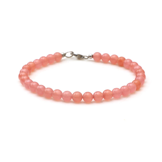 Natural Rhodochrosite Smooth Round Balls Bracelet