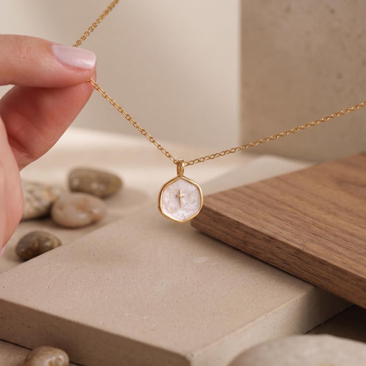 Gold Enamel Mini Cross Necklace | Tiny Cross Necklace