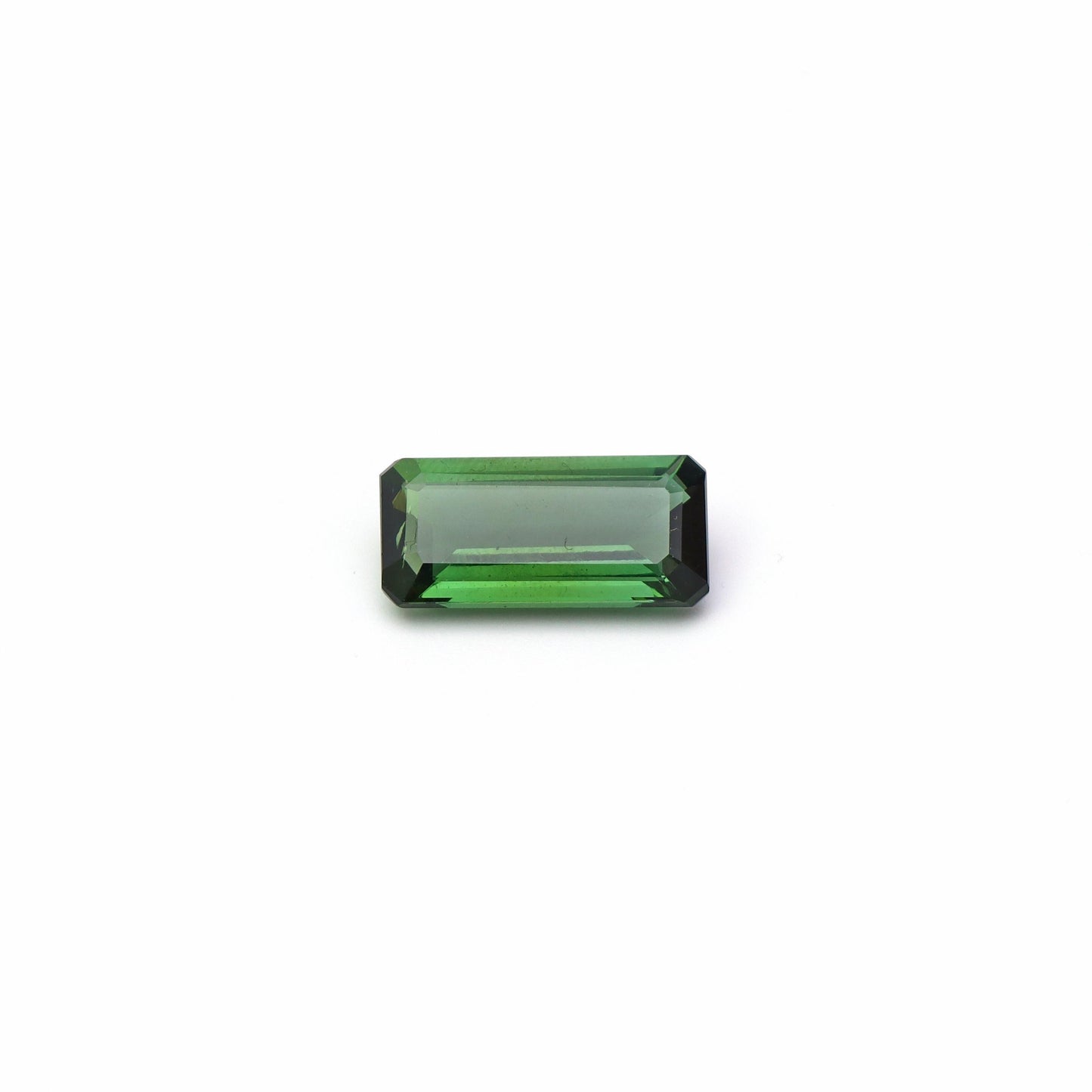 Natural Green Tourmaline Gemstone, Faceted Emerald Cut (8x17 mm)