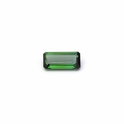 Natural Green Tourmaline Gemstone, Faceted Emerald Cut (8x17 mm)