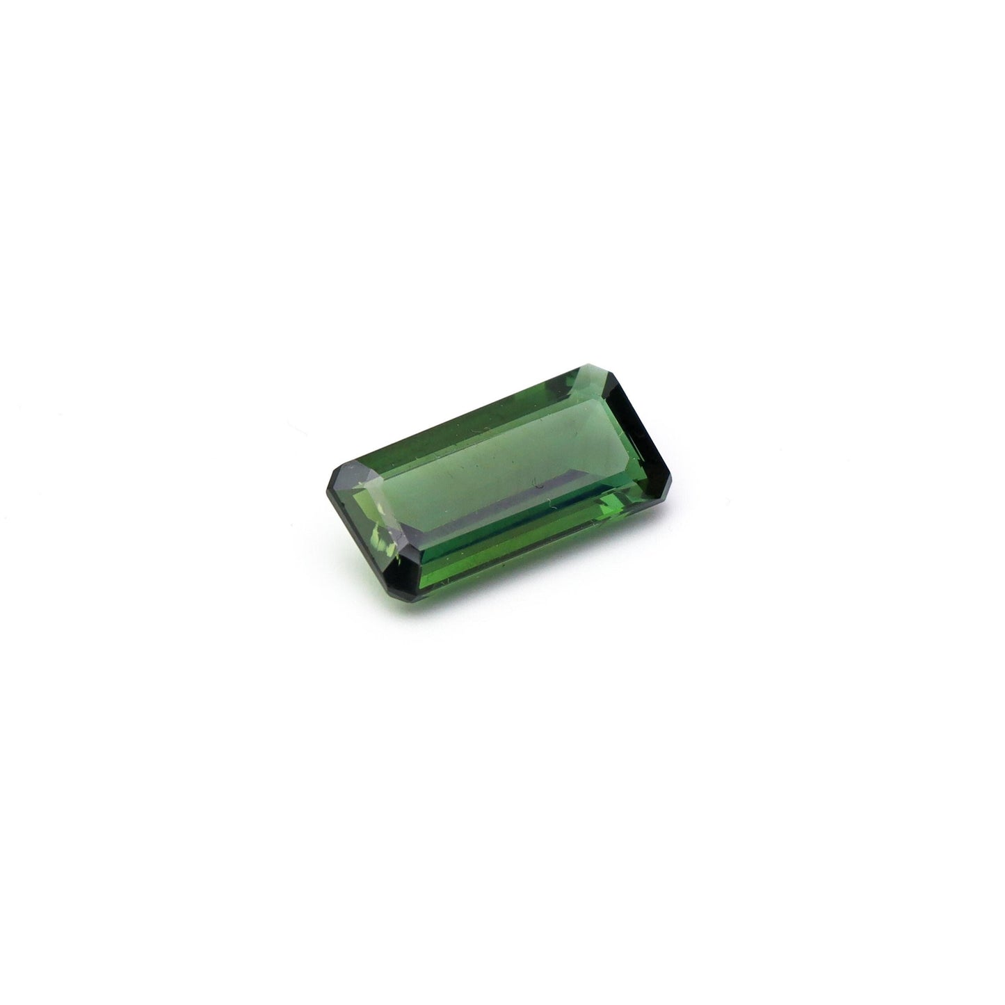 Natural Green Tourmaline Gemstone, Faceted Emerald Cut (8x17 mm)