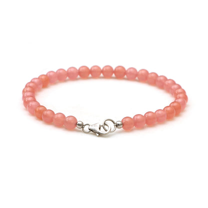 Natural Rhodochrosite Smooth Round Balls Bracelet