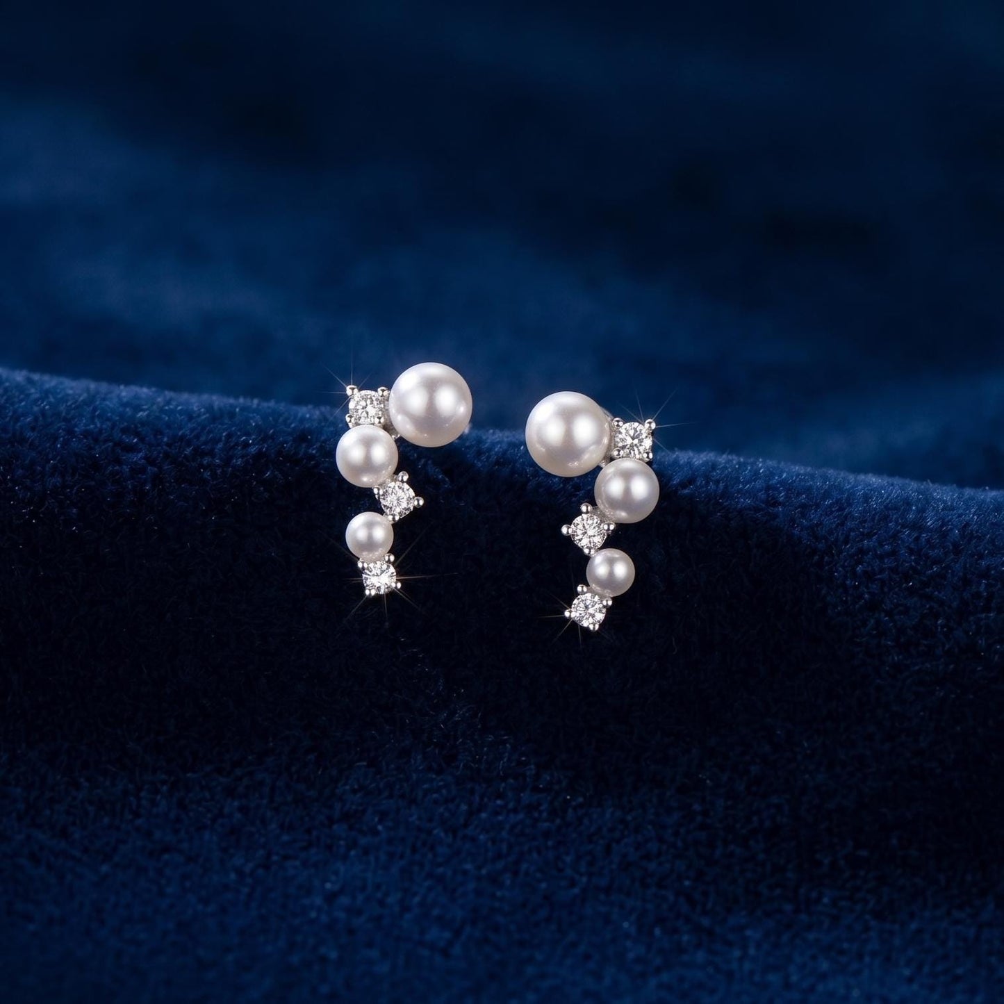 Pearl Cluster Earrings | Bridal Crystal Stud | Modern Minimalist Wedding Jewelry
