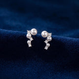 Pearl Cluster Earrings | Bridal Crystal Stud | Modern Minimalist Wedding Jewelry