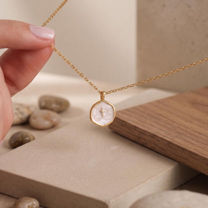 Gold Enamel Mini Cross Necklace | Tiny Cross Necklace