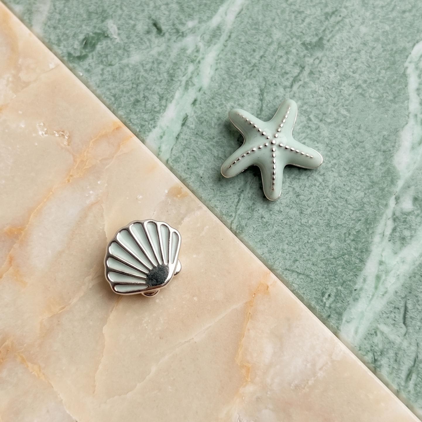 Seashell Starfish Stud Earrings, Dainty Ocean Jewelry