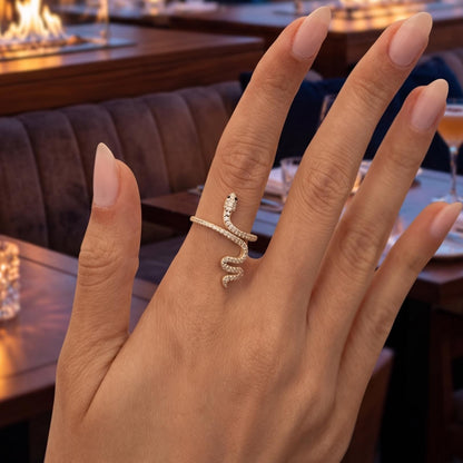 18k Gold Plated Snake Ring - Adjustable Ring