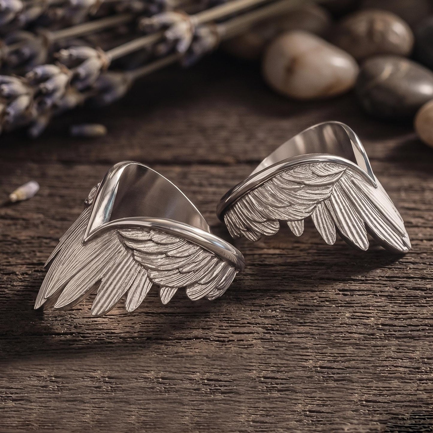 925 Sterling Silver Angel Wings Ring | Adjustable Feather Wrap Ring