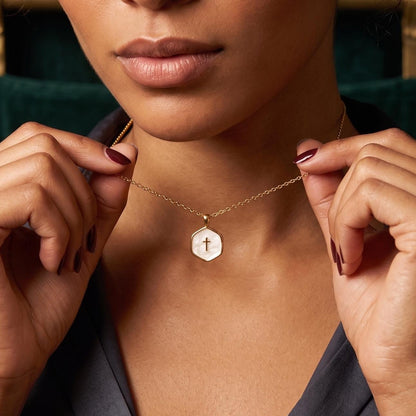 Gold Enamel Mini Cross Necklace | Tiny Cross Necklace