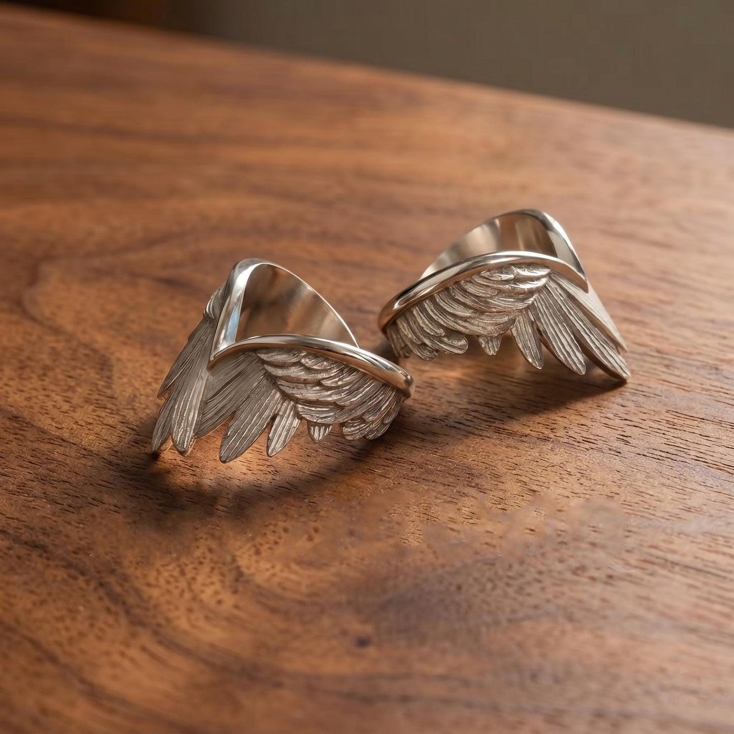 925 Sterling Silver Angel Wings Ring | Adjustable Feather Wrap Ring