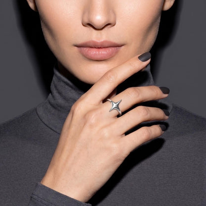 Modern Silver Star Ring, Adjustable Minimalist Celestial Jewelry