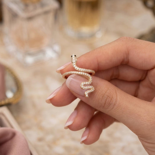 18k Gold Plated Snake Ring - Adjustable Ring
