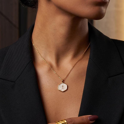 Gold Enamel Mini Cross Necklace | Tiny Cross Necklace